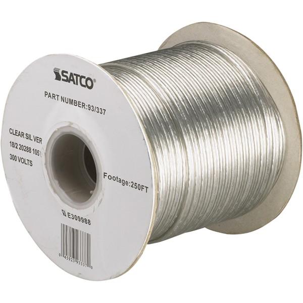 Lamp And Lighting Bulk Wire - 18/2 SPT-1.5 105C - 250 Foot/Spool - Clear Silver