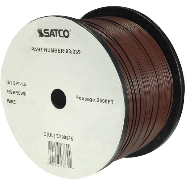 Lamp And Lighting Bulk Wire - 18/2 SPT-1.5 105C - 2500 Foot/Reel - Brown