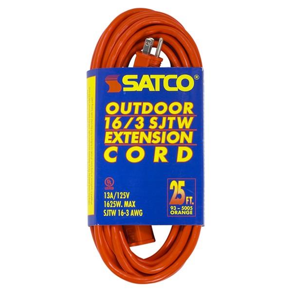 25 Foot Orange Heavy Duty Outdoor Extension Cord - 16/3 Ga. SJTW-3 Orange Cord With Sleeve - 13A-125V - 1625W