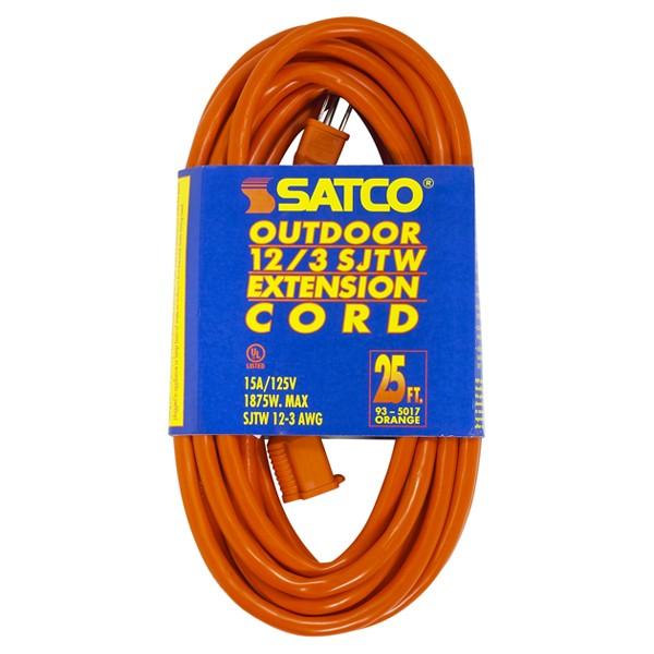 25 Foot Orange Heavy Duty Outdoor Extension Cord - 12/3 Ga. SJTW-3 Orange Cord With Sleeve - 15A-125V - 1875W