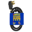 6 Foot, 4 Wire Heavy Duty Replacement Dryer Cord - 10-4 SRDT Black Round - Indoor Use Only - 30A/125V-250V - 7500W
