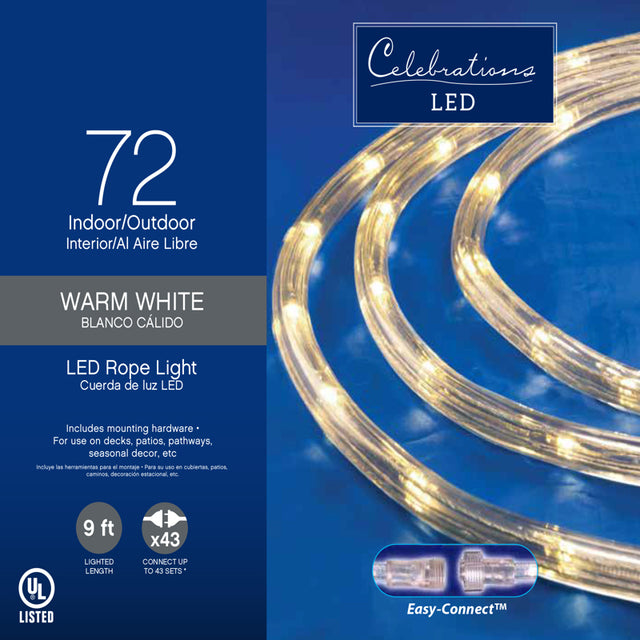 Celebrations LED Warm White Rope Light Set Indoor Christmas Decor ct