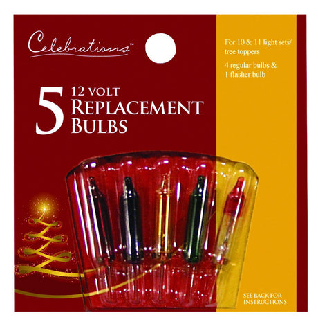 Celebrations Incandescent Mini Multicolored 5 ct Replacement Christmas Light Bulbs