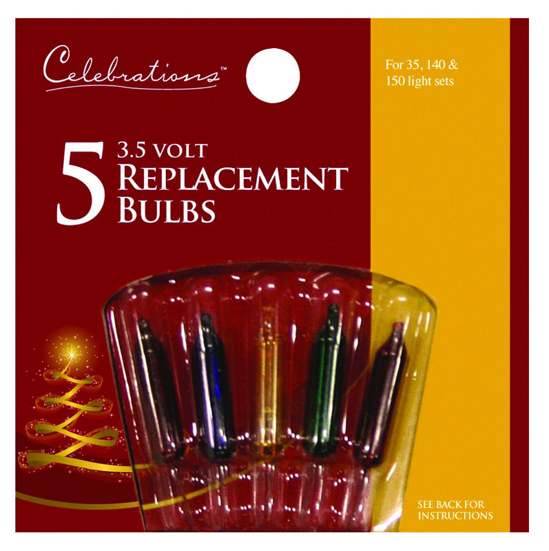 Celebrations Incandescent Mini Multicolored 5 ct Replacement Christmas Light Bulbs