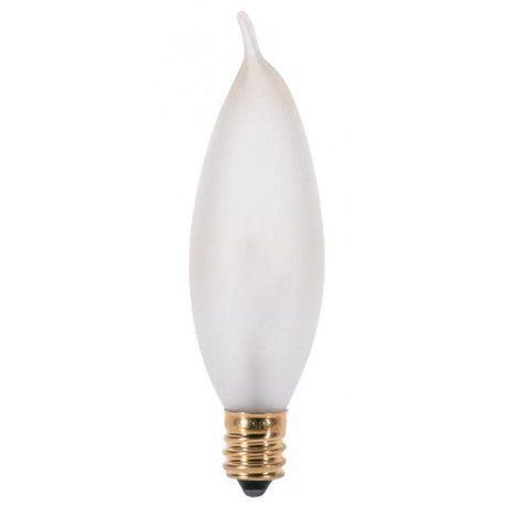 15 Watt CA8 Incandescent - Frost - 2500 Average rated hours - 90 Lumens - Candelabra base - 130 Volt