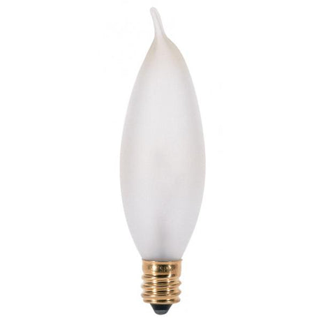 25 Watt CA8 Incandescent - Frost - 2500 Average rated hours - 200 Lumens - Candelabra base - 130 Volt