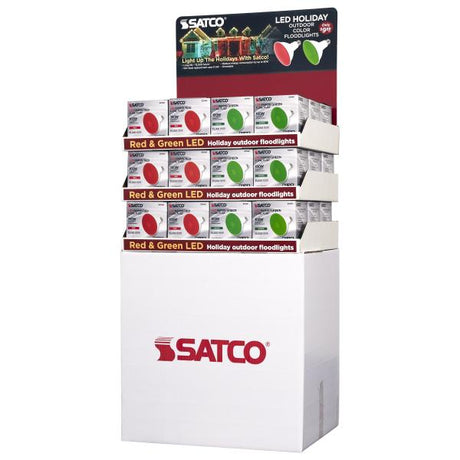 Display Unit Containing 36 total pieces - 18 pieces of S29480 11.5 Watt PAR38 LED in Red - 18 pieces of S29481 11.5 Watt PAR38 LED in Green