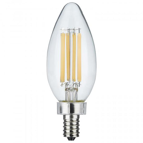 8 Watt C11 LED - Clear Finish - Candelabra Base - 4000K - 90 CRI - 800 Lumens - 120 Volt