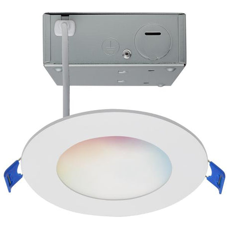 9 Watt - LED Direct Wire - Low Profile Downlight - 4 Inch Round - Starfish IOT - Tunable White and RGB - 120 Volt - 90 CRI - White Finish