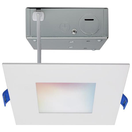 9 Watt - LED Direct Wire - Low Profile Downlight - 4 Inch Square - Starfish IOT - Tunable White and RGB - 120 Volt - 90 CRI - White Finish