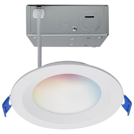 9 Watt - LED Direct Wire - Low Profile Regress Baffle Downlight - 4 Inch Round - Starfish IOT - Tunable White and RGB - 120 Volt - 90 CRI - White Finish