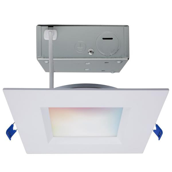 12 Watt - LED Direct Wire - Low Profile Regress Baffle Downlight - 6 Inch Square - Starfish IOT - Tunable White and RGB - 120 Volt - 90 CRI - White Finish