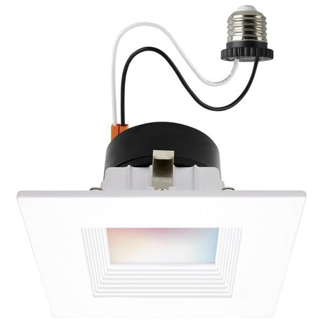 10.5 Watt - LED Retrofit Downlight - 4 Inch Square - Starfish IOT - RGB & Tunable White - 120 Volt - 90 CRI - White Finish