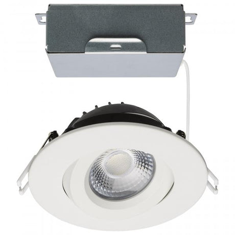 12 Watt LED Direct Wire Downlight - Gimbaled - 4 Inch - CCT Selectable - Round - Remote Driver - White Finish - 850 Lumens - 120 Volt