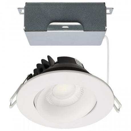 12 Watt LED Direct Wire Downlight - Gimbaled - 3.5 Inch - CCT Selectable - Round - Remote Driver - White Finish - 840 Lumens - 120 Volt