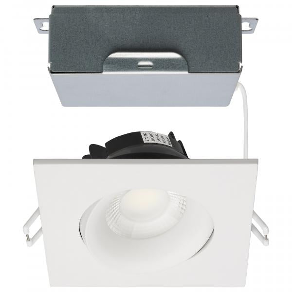 12 Watt LED Direct Wire Downlight - Gimbaled - 3.5 Inch - CCT Selectable - Square - Remote Driver - White Finish - 840 Lumens - 120 Volt