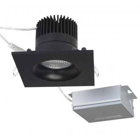 12 watt LED Direct Wire Downlight - Gimbaled - 3.5 inch - 3000K - 120 volt - Dimmable - Square - Remote Driver - Black