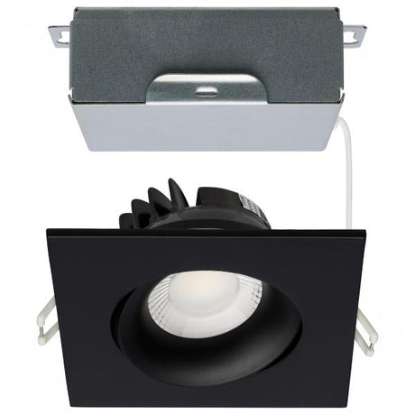 12 Watt LED Direct Wire Downlight - Gimbaled - 3.5 Inch - CCT Selectable - Square - Remote Driver - Black Finish - 840 Lumens - 120 Volt