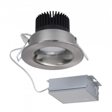 12 watt LED Direct Wire Downlight - 3.5 inch - 3000K - 120 volt - Dimmable - Round - Remote Driver - Brushed Nickel