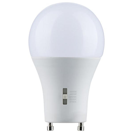 8.8 Watt A19 LED - Bi Pin GU24 Base - CCT Selectable - 120 Volt - White Finish
