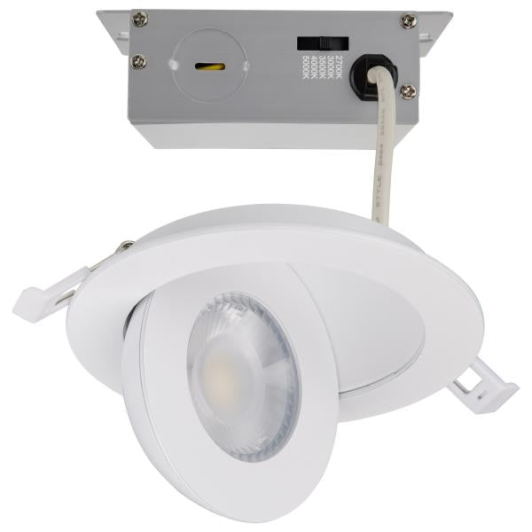 9 Watt - CCT Selectable - LED Direct Wire Downlight - Gimbaled - 4 Inch Round - Remote Driver - White