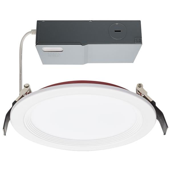 13 Watt LED - Fire Rated 6 Inch Direct Wire Downlight - Round Shape - White Finish - CCT Selectable - 120 Volts - Dimmable - Remote Driver