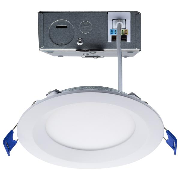 12 Watt LED Low Profile Regress Baffle Downlight - 4 Inch - Remote Driver - CCT Selectable - Round Shape - White Finish - 120 Volt