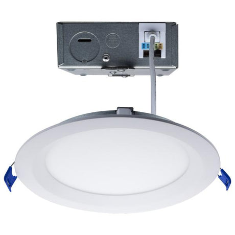 15 Watt LED Low Profile Regress Baffle Downlight - 6 Inch - Remote Driver - CCT Selectable - Round Shape - White Finish - 120 Volt