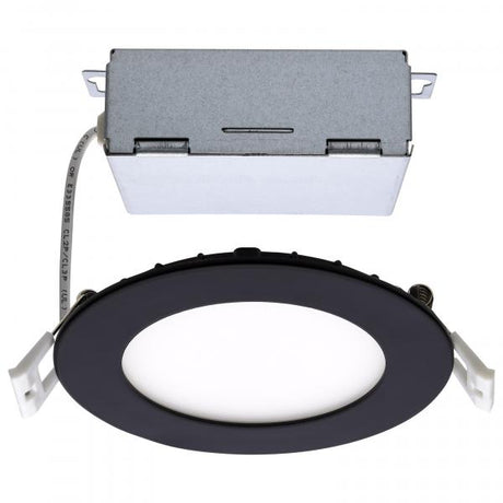 10 Watt - LED Direct Wire Downlight - Edge-lit - 4 inch - CCT Selectable - 120 volt - Dimmable - Round - Remote Driver - Black Finish