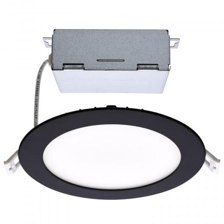 12 Watt - LED Direct Wire Downlight - Edge-lit - 6 inch - CCT Selectable - 120 volt - Dimmable - Round - Remote Driver - Black Finish