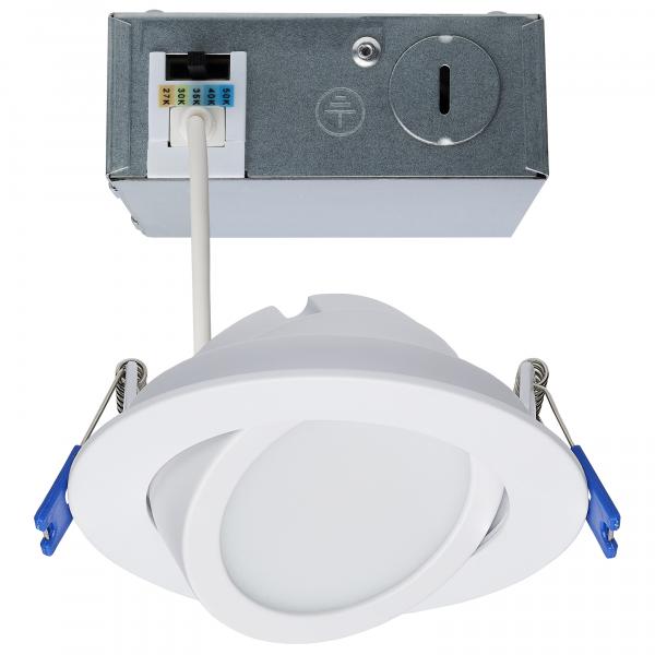 11 Watt - 4" - Directional Low-Profile Downlight - CCT Selectable - 120 Volt - White Finish