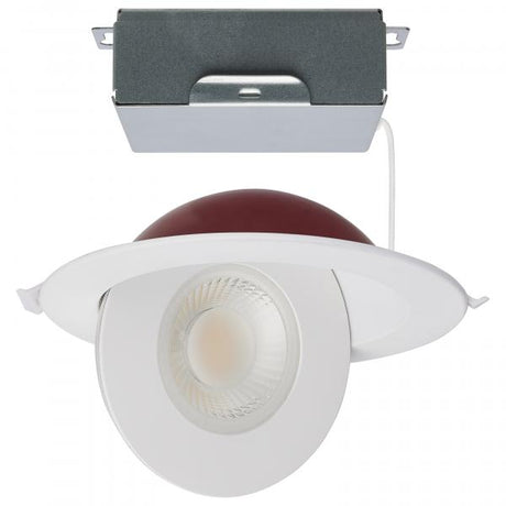 15 Watt LED - Fire Rated - 6 Inch Direct Wire Directional Downlight - Round Shape - White Finish - CCT Selectable - Dimmable - 120 Volts