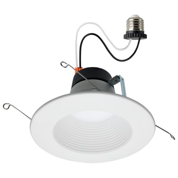 Field Selectable LED Downlight Retrofit - Deep Baffle - 8/10.5/13.5 Watts - 27K/30K/35K/40K/50K CCT - 5-6 Inch - Round Shape - White Finish - 120 Volts