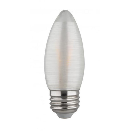 2 Watt C11 LED - Satin Spun - Clear - Medium base - 2700K - 120 Lumens - 120 Volt