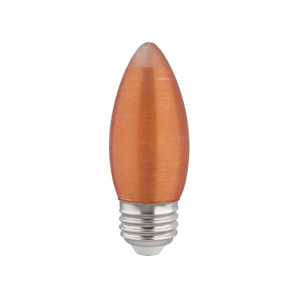 2 Watt C11 LED - Satin Spun - Amber - Medium base - 2100K - 100 Lumens - 120 Volt