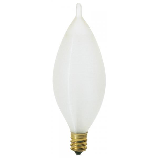 25 Watt C11 Incandescent - Spun White - 4000 Average rated hours - 160 Lumens - Candelabra base - 120 Volt - Carded