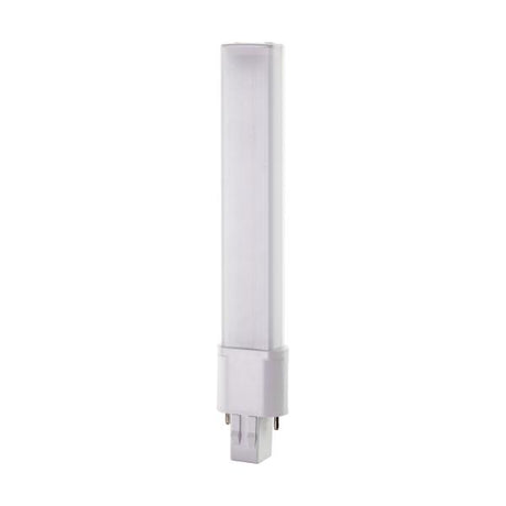 6 Watt LED PL 2-PIN - 3000K - 600 Lumens - GX23 base - 50000 Average rated hours - 360 deg. Beam Angle - 120-277 Volt - Type B - Ballast Bypass