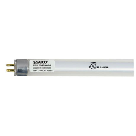 25 Watt T5 LED - Miniature bi-pin base - 5000K - 50000 Average rated hours - 3500 Lumens - Type A - Ballast dependent - Shatter Proof