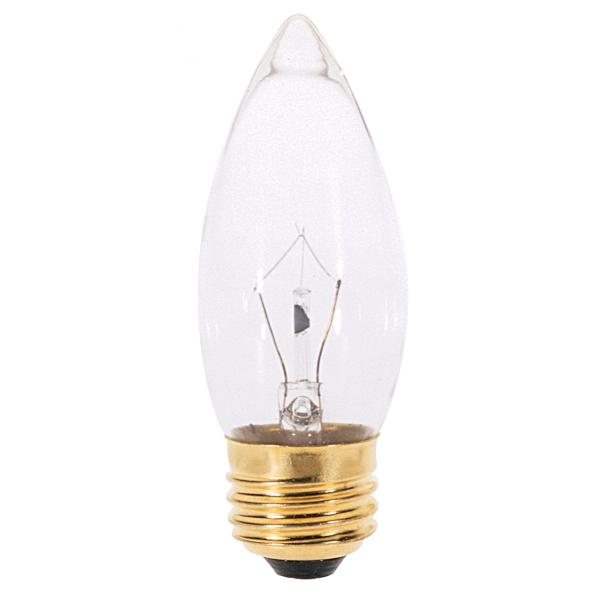 25 Watt B11 Incandescent - Clear - 1500 Average rated hours - 210 Lumens - Medium base - 120 Volt