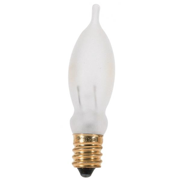 7.5 Watt CA5 Incandescent - Frost - 1500 Average rated hours - 35 Lumens - Candelabra base - 120 Volt