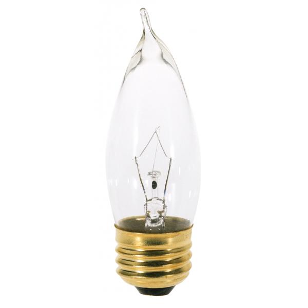 25 Watt CA10 Incandescent - Clear - 1500 Average rated hours - 210 Lumens - Medium base - 120 Volt