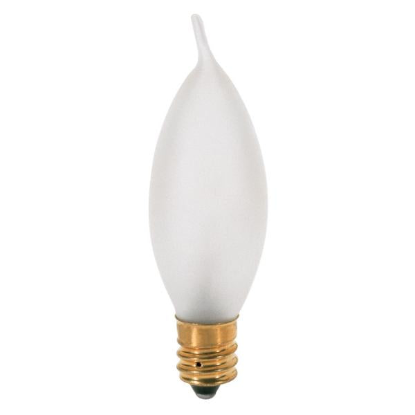 10 Watt CA7 Incandescent - Frost - 1500 Average rated hours - 70 Lumens - Candelabra base - 120 Volt