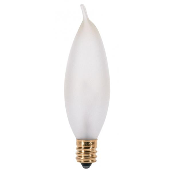 15 Watt CA8 Incandescent - Frost - 1500 Average rated hours - 95 Lumens - Candelabra base - 120 Volt