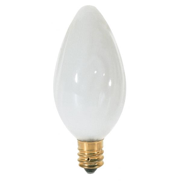 25 Watt F10 Incandescent - White - 1500 Average rated hours - 185 Lumens - Candelabra base - 120 Volt