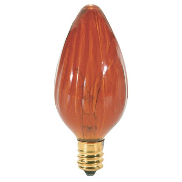 25 Watt F10 Incandescent - Amber - 1500 Average rated hours - Candelabra base - 120 Volt