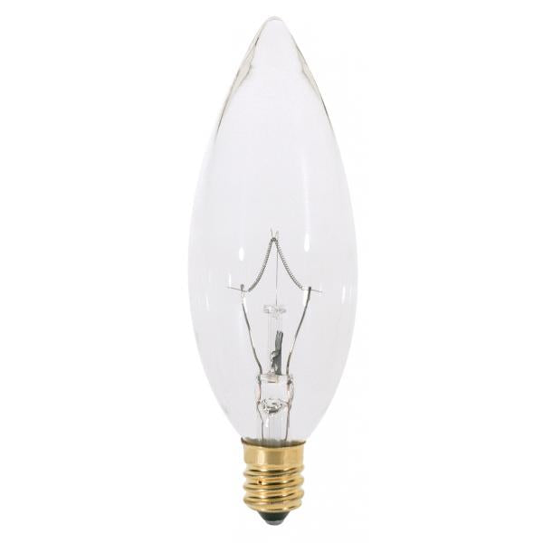 25 Watt B10 Incandescent - Clear - 1000 Average rated hours - 200 Lumens - European base - 220 Volt