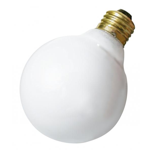 25 Watt G30 Incandescent - Gloss White - 2500 Average rated hours - 150 Lumens - Medium base - 120 Volt