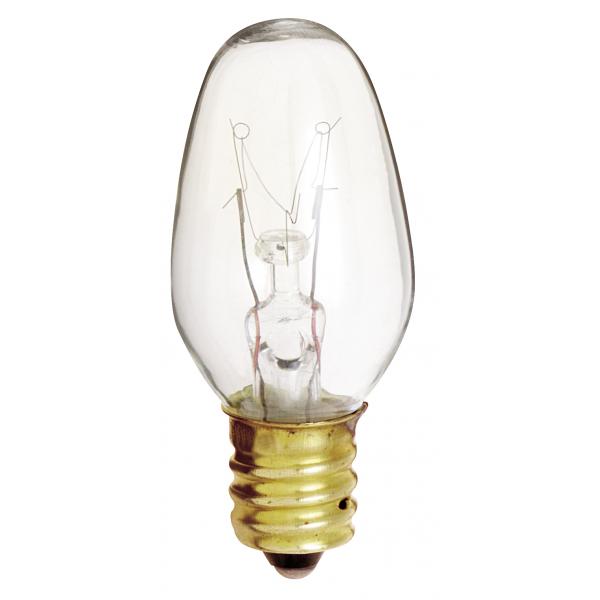 4 Watt C7 Incandescent - Clear - 3000 Average rated hours - 16 Lumens - Candelabra base - 120 Volt