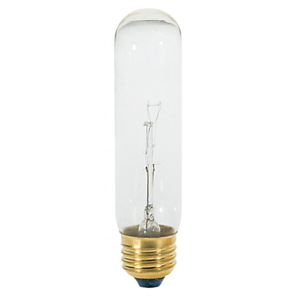 25 Watt T10 Incandescent - Clear - 2000 Average rated hours - 200 Lumens - Medium base - 120 Volt - Carded