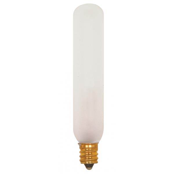 15 Watt T6 Incandescent - Frost - 2500 Average rated hours - 90 Lumens - Candelabra base - 120 Volt - 2-Card